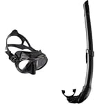 Cressi Nano Compact Low Volume Scuba-Freediving-Snorkeling Mask (Made in Italy), Black & Corsica Snorkel - Dark