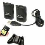 2pcs Batteries for XBox 360 Controller Rechargeable Battery Pack + Charger Cable