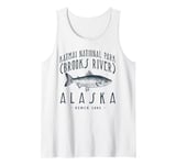 BROOKS RIVER ALASKA in the KATMAI NP, a Fishing Retro Design Tank Top