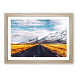 Big Box Art Road to The Mountains in Iceland Painting Framed Wall Art Picture Print Ready to Hang, Oak A2 (62 x 45 cm)