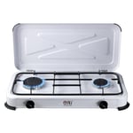 Portable Double Gas Stove 2 Burner Outdoor Camping Cooker LPG 3.4kW Cover NJ-02