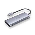 LENTION USB C Hub Adapter with 4K HDMI, 4 USB 3.0, Type C 100W PD Charging Adaptor Compatible with 2023-2016 MacBook Pro13/14/15/16 New Mac Air, Surface, Steam Deck, Chromebook More(C35 Gray)