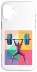 Coque pour iPhone 16 Plus Musculaire Guy Overhead Pressing a Massive Barbell