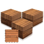 Tubiaz Lot de 33 Dalles de terrasse en bois Terrasse 30x30cm Jardin extérieur  pour 3m² REVETEMENT EXTERIEUR EN PLANCHE