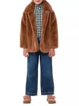 Whistles Kids' Faux Fur Teddy Coat, Brown