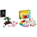 LEGO 10281 Icons Bonsai Tree Set for Adults, Plants Home Décor Set with Flowers & 11029 Classic Creative Party Box Bricks Set, Family Games to Play Together