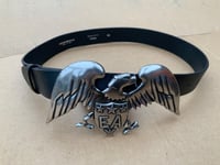 Emporio Armani Mens Eagle Logo Leather Belt Black 80 (fits 29.5”-31.5”) RRP £240