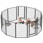 Okwish - Clôture pour chien en métal 12 pièces, parc pour chiot avec deux portes, enclos extérieur transportable 80 x 60 cm