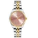 VICTORIA HYDE Montre pour Femme avec Bracelet Double Ton en Acier Inoxydable - Calendar - Montre Tendance - Doré/argenté (Rose)