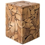 Table Basse d'Appoint en Forme de Cube en Bois de Teck Massif Ultra Durable Trè