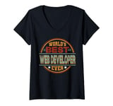 Womens Retro Badge Worlds Best Web Developer V-Neck T-Shirt