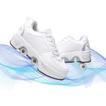 DADUDU Deformation Roller Shoes Male And Female Adjustable Quad Roller Skates Boots 2-In-1 Multi-Purpose Automatic Walking Invisible Pulley Shoes Boys Girls Unisex Running Shoes