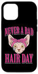 iPhone 12/12 Pro Never A Bad Hair Day Funny Hairless Sphynx Cat Bald Kitten Case