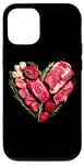 Coque pour iPhone 12/12 Pro Graphique culinaire pour la Saint-Valentin, barbecue, viande de bœuf crue, cœur, papa et chef