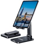 Gritin Tablet Stand, Adjustable Tablet Holder - Foldable Desktop Tablet/Phone Stand Holder Super Stable Compatible with New iPad 12.9, 11, 10.5, 9.7 Air mini 2 3 4 and All 4.7-13" Tablets