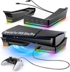 Support Horizontal Pour Ps5 Slim/Pro Avec Lumière Rvb, Support De Base Stable Pour Playstation 5 Slim/Pro Disc/Digital Editions Avec 4 Ports Hub Usb Et 14 Lumières Colorées Accessoires - Noir