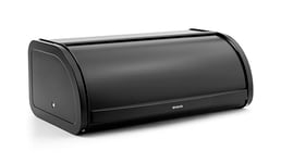 Brabantia - Roll Top Bread Bin - Canister for 2 Loaves of Bread - Extra Storage Space due to Flat Top - Keeps Content Fresh - Kitchen Storage Box - Steel - Matt Black - 45 x 26 x 17 cm