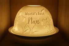 Nordic Lights World's Best Nan Bone Porcelain Candle Shade Tea Light Holder Gift