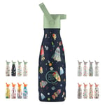 Bouteille Thermique Enfant - 260 ml - Space Rockets - Bouteille d'Eau en Acier Inoxydable - Boissons Froides 36 Heures et Chaudes 18 Heures - Finition Peinture Gaufrée - Sans BPA - Cool Bottles