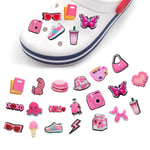 Jatidne Shoe Decoration Charms for Pink Croc Charms, DIY Shoe Accessories PVC Cartoon Pack of 20