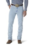 Wrangler Men's Cowboy Cut Stretch Slim Fit Jeans, Gold Buckle Bleach, 30W x 34L