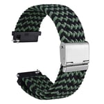 WOCCI 22mm Bracelet Montre en Nylon Tressé pour Homme et Femme, Réglable Boucle Argentée (Vert Noir)