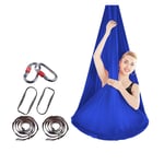 YANFEI Yoga Hamac Flying Hamac Swing Yoga aérien avec Mousqueton Plaque Fixe pour Yoga Anti-gravité Inversion Swing pour débutants et Enfants Gym Accueil Fitness Yoga (Color : Dark Blue)