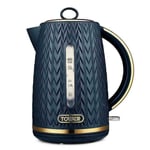 Blue Kettle 1.7L 3kW Jug Stylish Empire Midnight Blue Bronze Accents Tower