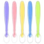 Vicloon Cuillère pour Bébé,5pcs Cuillere Bebe Silicone,Ensemble de Couverts pour Encourager Votre Bébé à Manger de Manière Indépendante,Sans BPA