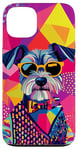 Coque pour iPhone 13 Figurine schnauzer miniature tendance et colorée Pop Art