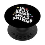 Rétro Groovy Im Lolly Doing Lolly Things Funny Fête des Mères PopSockets PopGrip Adhésif