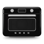 Smeg, Mini Four Combiné COF01BLEU, 10 Fonctions de Cuisson, 33 Recettes Automatiques, Réservoir Amovible, Cuisson à la Vapeur, Fonction de Détartrage, Puissance 1800W, Noir