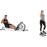 Sunny Health and Fitness Magnetic Rowing Machine, Folding Rower SF-RW5515 and Advanced Twist Stepper Machine with Resistance B ands - SF-S0979