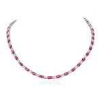 Diamond Treats Red Tennis Necklace for Women and Teen Girls, 925 Sterling Silver Necklace with Red Zirconia Stones, Ruby Red Necklaces for Women in 925 Silver, Red Tennis Necklaces for Women