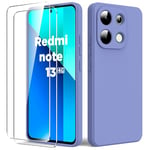 Byvuwiay Coque pour Xiaomi Redmi Note 13 4G, avec 2 Verre Trempé écran Protecteur, Etui Housse TPU Mince Souple Antichoc Case pour Xiaomi Redmi Note 13 4G, Gris