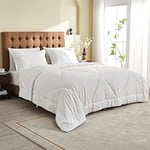 beeweed Summer Duvet Double Size, 4.5 Tog Down Alternative Comforter Set with 2 Shams, Coverless Duvet Microfiber Soft Bed Quilt for All Seasons, Machine Washable, 200x200cm