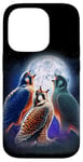 iPhone 14 Pro 3 Falcon Howling At The Moon Funny Hawk Bird Lover Birder Case