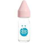 Biberon Régul'Air 110 ml dBb Remond en verre - tétine NN -nouveau-né- anti-coliques en caoutchouc - rose