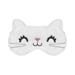 VerteLife Eye Mask, Cute Cat Sleep Mask Soft Fluffy Eye Mask for Sleeping Travel Pyjama Party Novelty Cartoon Blindfold Eyeshade Funny Animal Eye Cover for Children Adult (Cat,White)