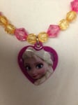 Collier Avec Elsa Sur Cœur Fuchsia - Frozen - Disney - Neuf