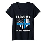 Womens I love my debuty sheriff he's my husband police officer V-Neck T-Shirt