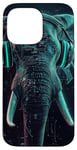 Coque pour iPhone 14 Pro Max Elephant Music Animal Casque audio art numérique Tech