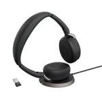 Jabra Evolve2 65 Flex - Stereo Headset with Bluetooth, Wireless Charging Pad, No