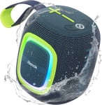 Enceinte Bluetooth Portable,Haut Parleur Puissant Lumineuse Avec Bluetooth 5.3,Autonomie 15H,1800Mah,Radio Fm,Port Cle Usb,Aux,Tf Carte,Pour Soirees Plage Randonnees Voyage,Bleu Canard