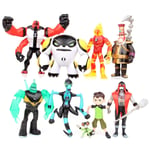 Haloppe 9 st Ben 10 Kineceleran Heatblast LED Actionfigurer Barnleksak Presentbordsdekoration