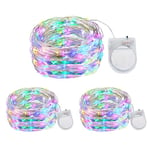 Coloured Fairy Lights CR2450 Battery Operated, 3Pack 3M 30LED Waterproof Copper Wire Fairy String Lights for Indoor Outdoor Lighting, Christmas, Party, Wedding, Bedroom, Jars Bottle Decor(Multicolor)