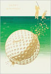 Golf Ball Hit Happy Birthday Card  – Gold Foil Smash It Greeting Card