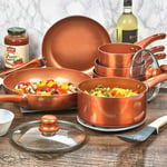 6 PCS Induction Cooking Pots Ceramic Copper  Lid Saucepans Cookware  Set