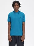 Fred Perry Cotton Regular Fit Short Sleeve Twin Tipped Polo Shirt, Rwy Bay Ocean/Navy