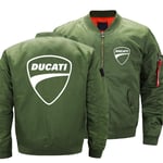 Sweat-Shirt pour Homme Veste Bombardier à Manches Longues Cardigan Zippé Outwear Hauts - Imprimé 3D Ducati Casual À Capuche Unisexe Hiver Chaud Épais Manteaux,Vert,3XL